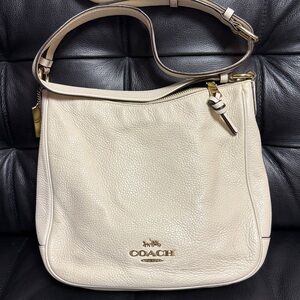 Coach Cream Leather Adjustable Strap with Gold Hardware